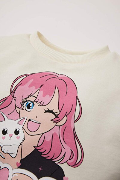 DeFacto Baby Girl Crew Neck Printed Sweatshirt E2948A525Sp