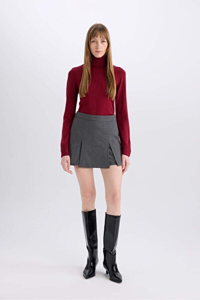 DeFacto Regular Fit Soft Textured Turtleneck Basic Plain Knitwear Sweater H1651Az24Wn