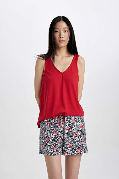 DeFacto Fall in Love Pajama Set Sleeveless Top Shorts B8682Ax24Sm
