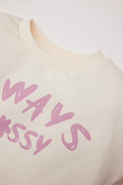 DeFacto Kız Bebek Bisiklet Yaka Çiçekli Sweatshirt D8531A525SP