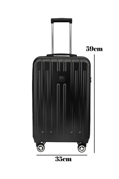 louisiana polo Kabin Boy %100 Polikarbon Valiz Parlak Siyah 1810