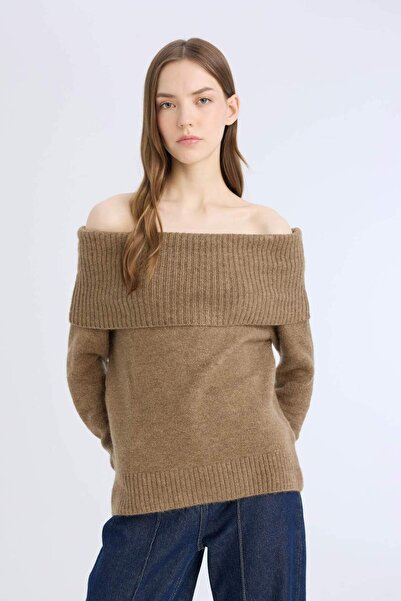 DeFacto Regular Fit Open Shoulder Knitwear Sweater E4549Ax24Wn