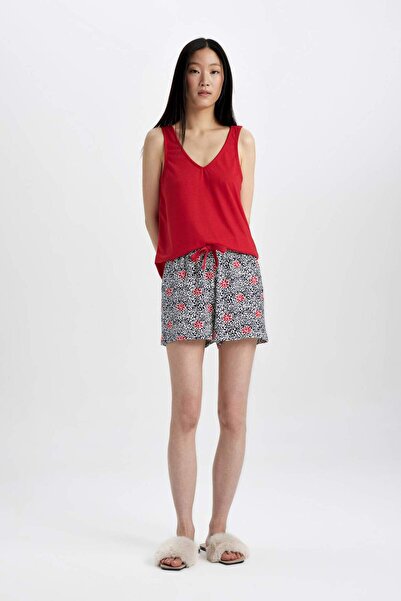 DeFacto Fall in Love Pajama Set Sleeveless Top Shorts B8682Ax24Sm