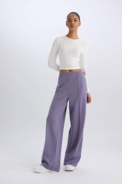 DeFacto DeFactoFit Wide Leg Geniş Paça Çift Cepli Skuba Dalgıç Kumaş Sporcu Eşofman Altı D8316AX25SP
