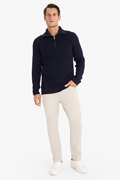 DeFacto Standart Fit Stand Collar Zip Knitwear Sweater D4209Ax24Wn