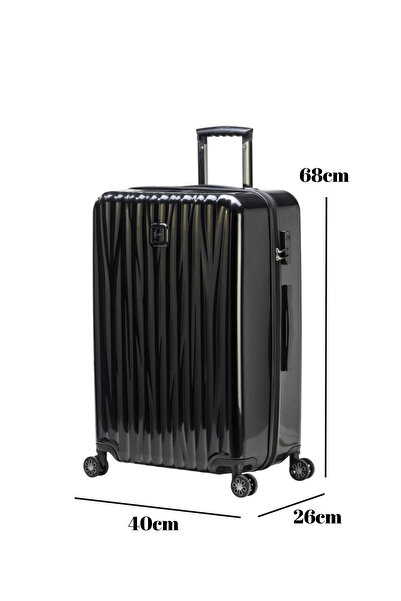 louisiana polo Orta Boy %100 Polikarbon Valiz Parlak Siyah 1815