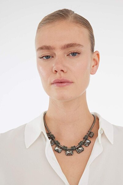 DeFacto Dámský stříbrný náhrdelník z kamene E2980AXNS