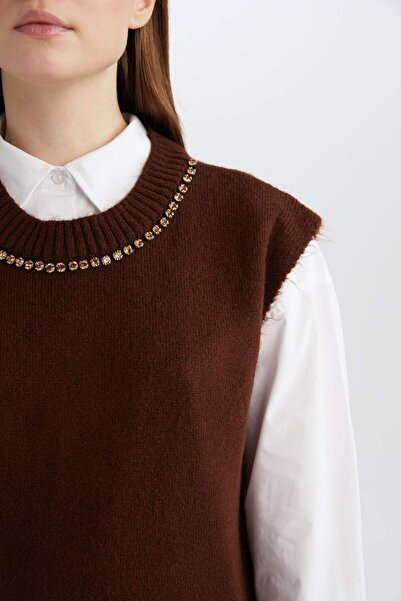 DeFacto Regular Fit Crew Neck Long Knitwear Jumpers E2372Ax24Wn