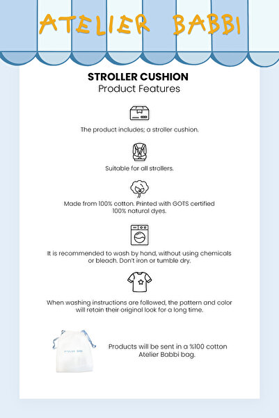 Atelier Babbi 100% Cotton Stroller Cushion - Funfair