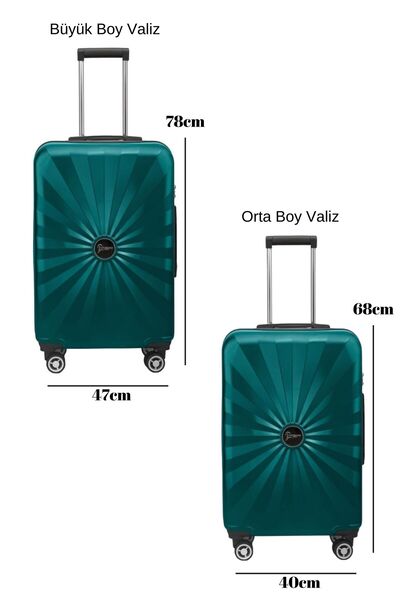 louisiana polo 2'li Valiz Seti Polikarbon Büyük Boy – Orta Boy Valiz Petrol 1809