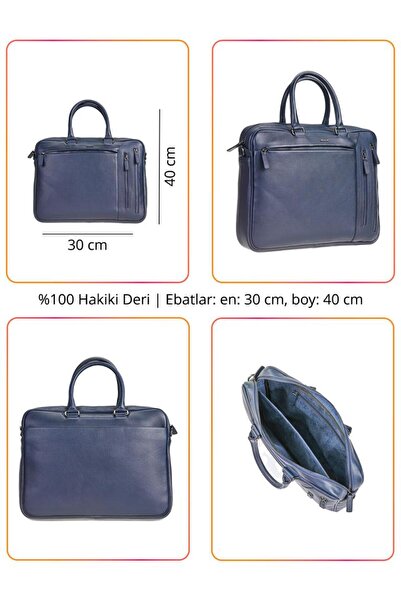 louisiana polo Ανδρικός χαρτοφύλακας Grande από γνήσιο δέρμα Navy Blue 6883