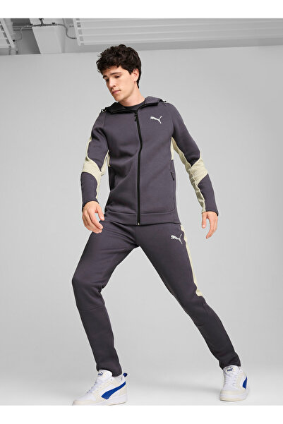 Puma 68170069 EVOSTRIPE Full-Zip Hoodie Gri Normal Düz Erkek Zip Ceket