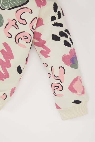 DeFacto Kız Bebek Desenli Bisiklet Yaka Sweatshirt E0194A525SP