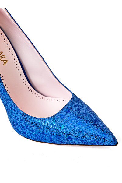 Jia De Lara Deri Mavi Kadın Topuklu Ayakkabı PORTIA