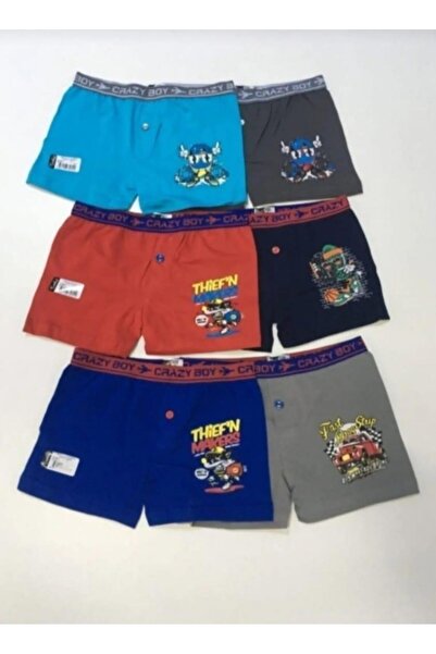 Tutku 0253 ERKEK ÇOCUK DESENLİ LİKRALI BOXER ŞORT 6 ADET