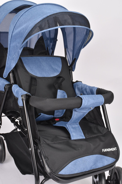 Fun Moment Foldable Two Seat Stroller Blue