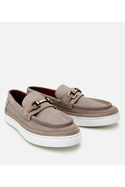 Hotiç Men's Suede Leather Beige Ultra Light Sole Espadrille