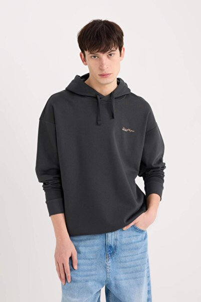 DeFacto Boxy Fit Kapüşonlu Sırt Baskılı Sweatshirt D0854AX24AU