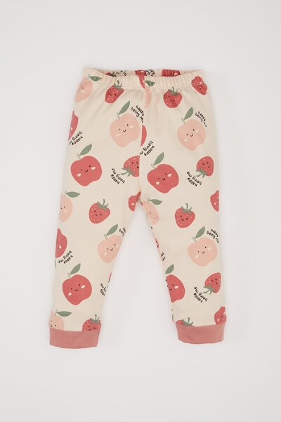 DeFacto Kız Bebek Pijama Takımı Bisiklet Yaka Meyve Desenli Uzun Kollu Üst Beli Lastikli Uzun Alt D7171A524W