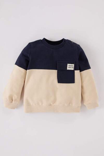 DeFacto Erkek Bebek Bisiklet Yaka Renk Bloklu İçi Yumuşak Tüylü Sweatshirt A9753A524WN