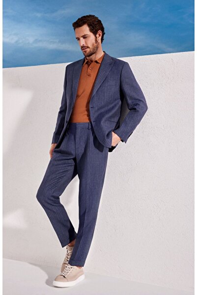 Network Limited Indigo Keten İpek Karışımlı Takım Elbise