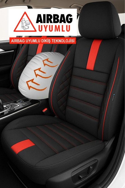 GM-DESIGN Onyx Red Thai Feather Auto Seat Cover (Tofaş Kartal-Şahin-Doğan-Serçe-Tempra Compatible)