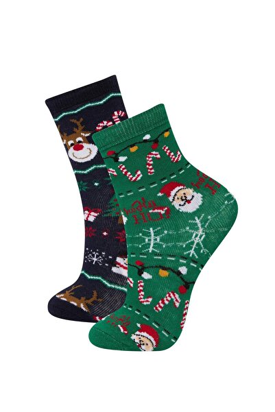 DeFacto Детски коледни дълги памучни чорапи, 2 чифта E2766A8NS