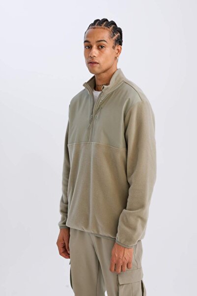 DeFacto DeFactoFit Standart Fit Dik Yaka Fermuarlı Polar Sporcu Sweatshirt D9226AX24WN