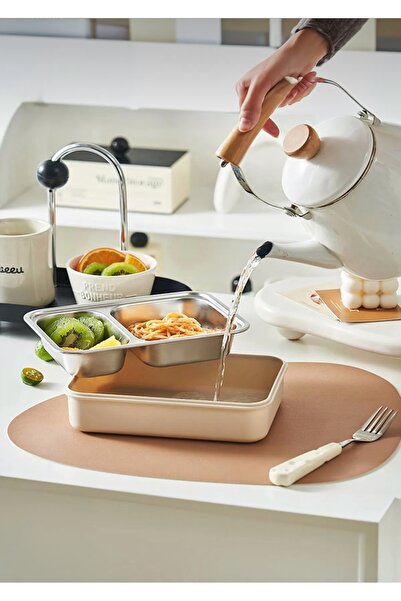 CEZVE HOME Leakproof Locking 3-Compartment Lid Stainless Steel Lunch Box Storage Container