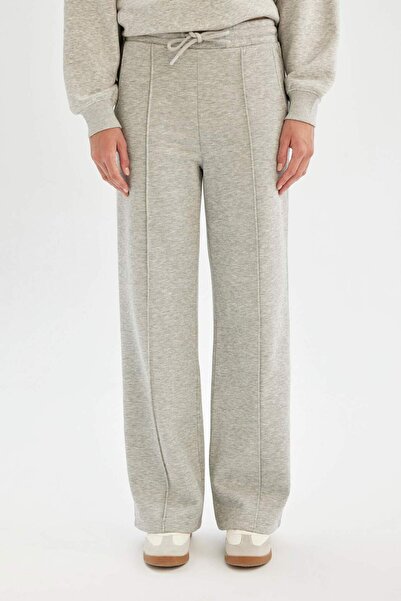 DeFacto Straight Fit Elastic Waist Thick Sweatpants Lace-Up Pocket Long Size Basic Plain A0954Ax24Wn