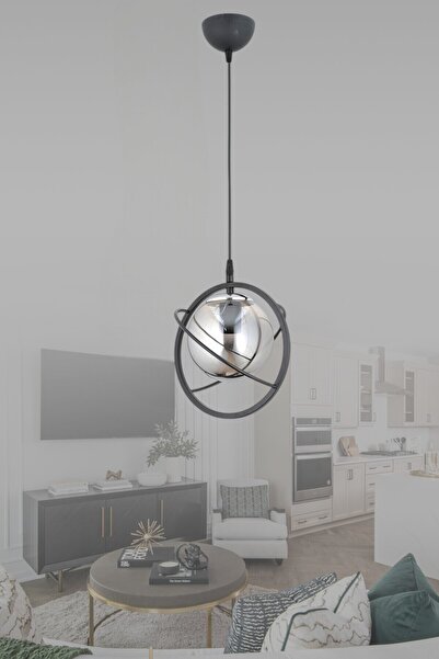 ESSLİGHT Urla Tekli Sarkıt Avize Füme Glob Camlı Modern Dekoratif Aydınlatma