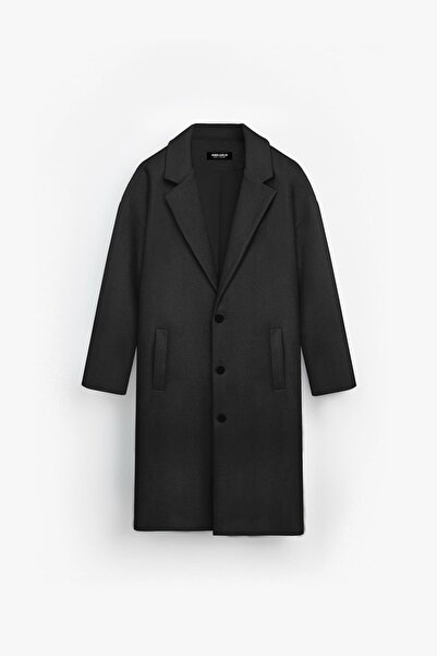 ablukaonline Μαύρο ανδρικό oversize μακρύ παλτό