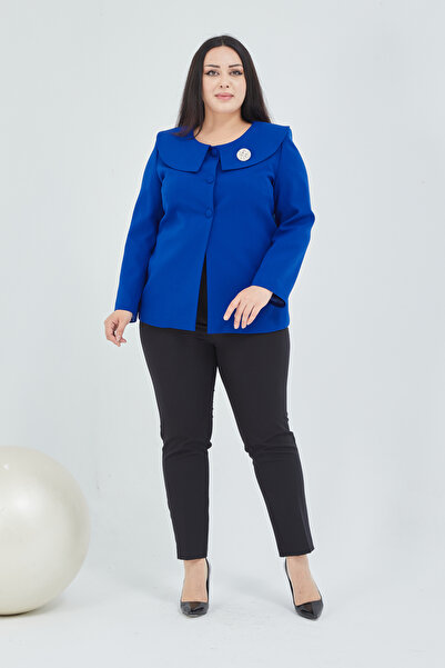 Fagi Γυναικείο μπουφάν καρφίτσας γιακά σάλι μεγάλου μεγέθους