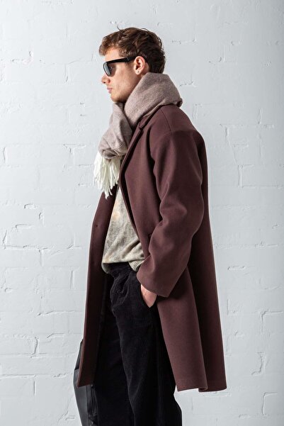 ablukaonline Ανδρικό παλτό με κουμπιά Oversize Σκούρο Καφέ