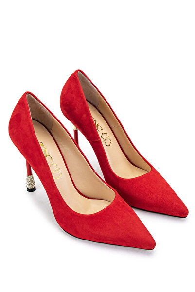 Tamer Tanca Red Suede Heeled Genuine Leather Women's Shoes