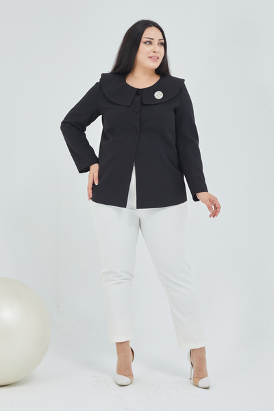 Fagi Γυναικείο μπουφάν καρφίτσας γιακά σάλι μεγάλου μεγέθους