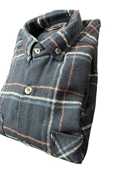 ABBİATİ KIŞLIK KALIN LACİVERT ÇİFT CEPLİ RAHAT KALIP BABA ODUNCU GÖMLEĞİ