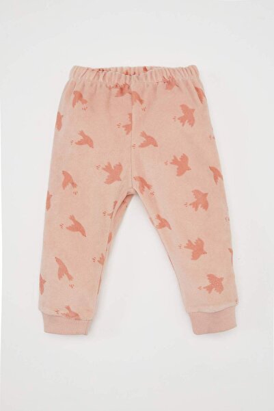 DeFacto Pyjama-Set für Babys, gemustert, langärmlig, Velour-Oberteil, elastische Taille, langer Unterteil, D7166A524WN