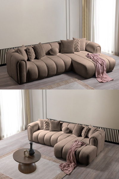 Eymense Nline Köşe Koltuk Takımı Kahverengi Sağ Köşe