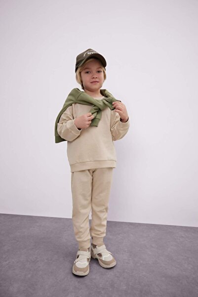 DeFacto Erkek Bebek Bisiklet Yaka İçi Yumuşak Tüylü Basic Düz 2li Sweatshirt A7424A524WN