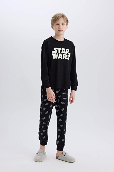 DeFacto Erkek Çocuk Star Wars Pijama Takımı Uzun Kollu Üst Uzun Alt D8572A824WN