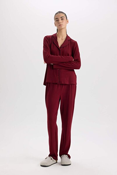 DeFacto Fall in Love Pijama Takımı Regular Fit Uzun Kollu Üst Uzun Alt E1804AX24WN