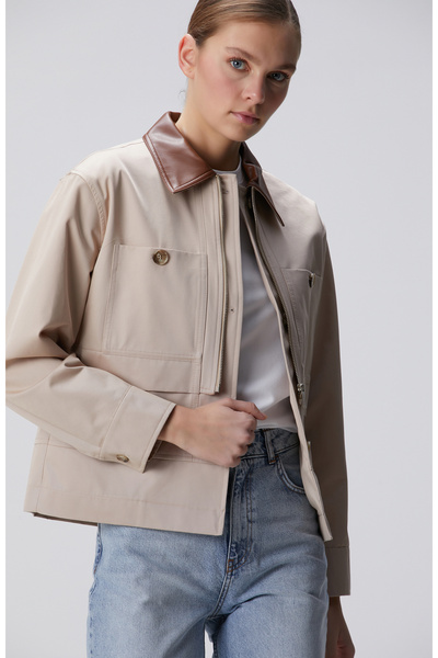 Network Açık Bej Kısa Pardösü