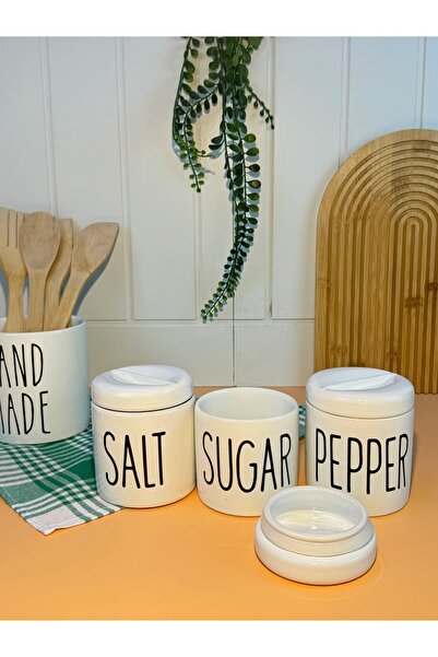 HomeStone مجموعة من 3 برطمانات بيضاء كبيرة للفلفل/الملح/السكر - 800 مل - برطمانات ملح وفلفل للقهوة بغطاء مفرغ