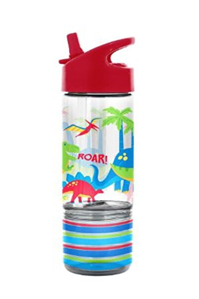 Stephen Joseph Boy's Water Bottle with Snack Compartment Dinosaur Petrol