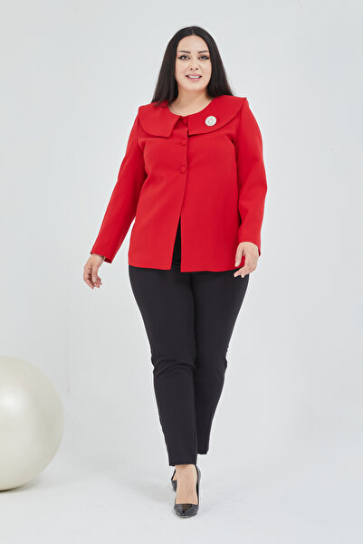 Fagi Women's Large Size Shawl Collar Brooch Jacket