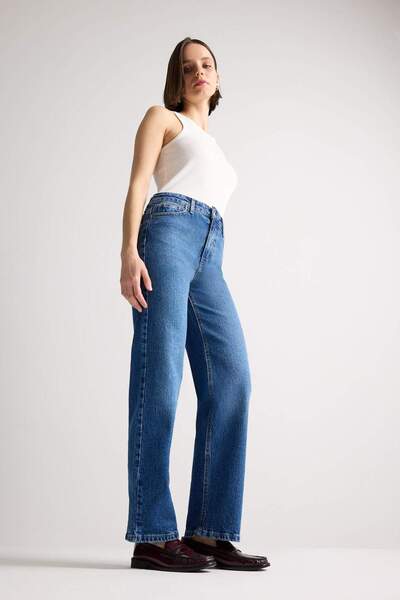 DeFacto Comfort Straight magas derekú boka hosszúságú Jean mosható nadrág E3411AXNS