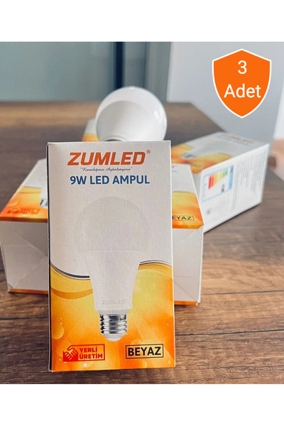 Marka 3'lu Zumled 9w E27 Tasaruflu Led Ampül