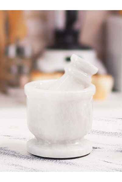 Radicaln Mini White Marble Mortar & Pestle Set – Natural Stone Spice Grinder 6.35 cm