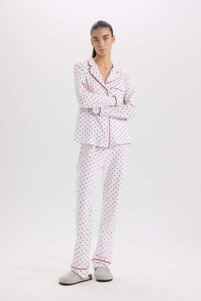 DeFacto Stretchy Long Sleeve Pajama Set - Waisted D2281Ax24Wn